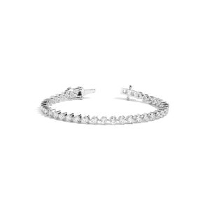 Lab Grown White Sapphire Three-Prong Tennis Bracelet
