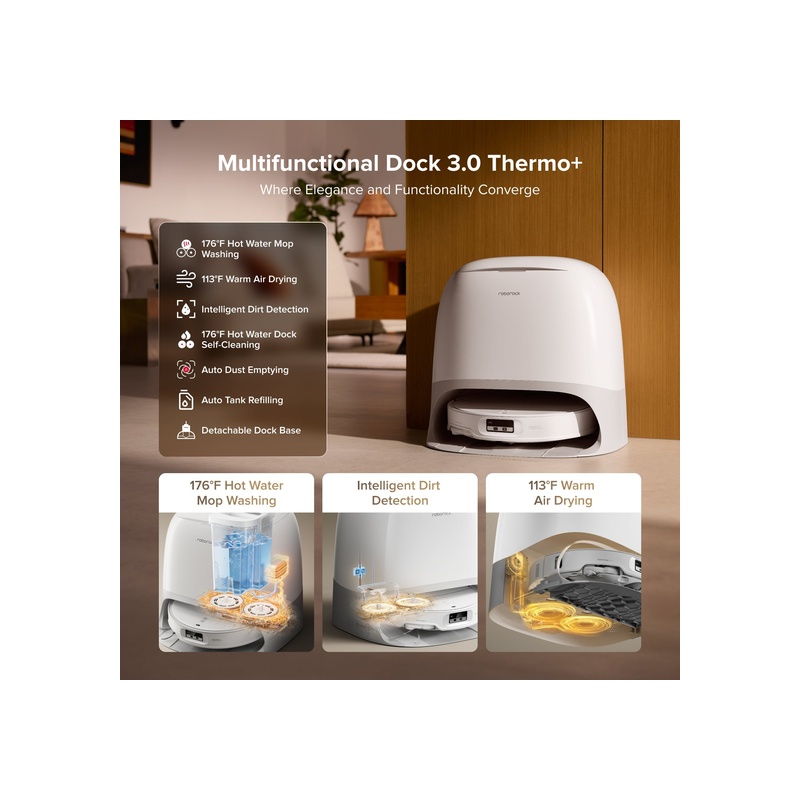 Roborock Qrevo CurvX Robot Vacuum with Multifunctional Dock 3.0 Thermo+ - 图片 3