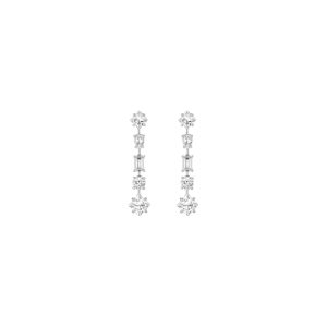 Lab Grown White Sapphire Mosaic Tennis Earrings