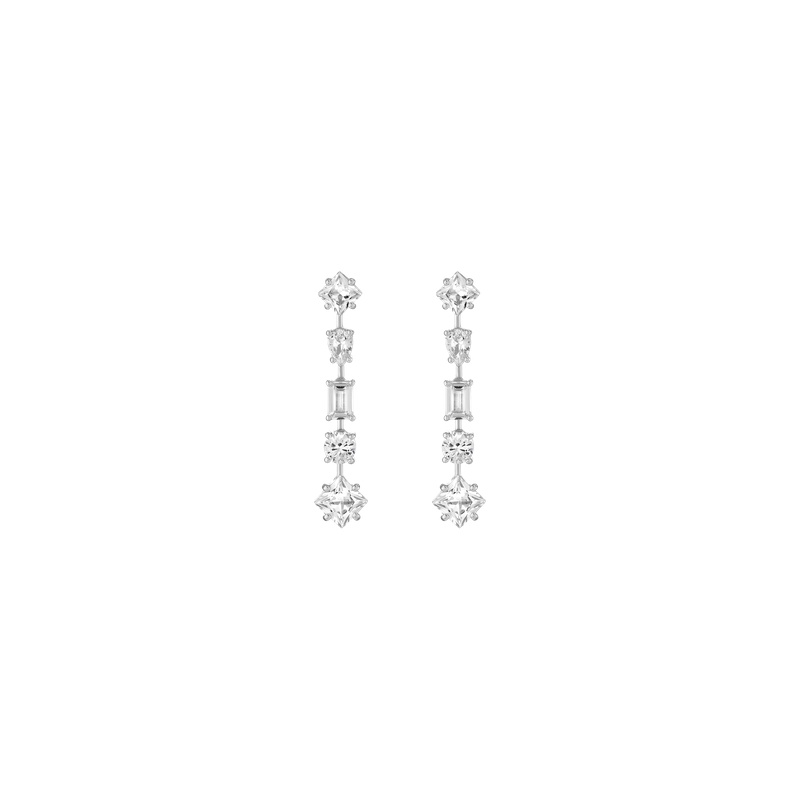 Lab Grown White Sapphire Mosaic Tennis Earrings