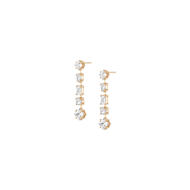 Lab Grown White Sapphire Mosaic Tennis Earrings - 图片 4