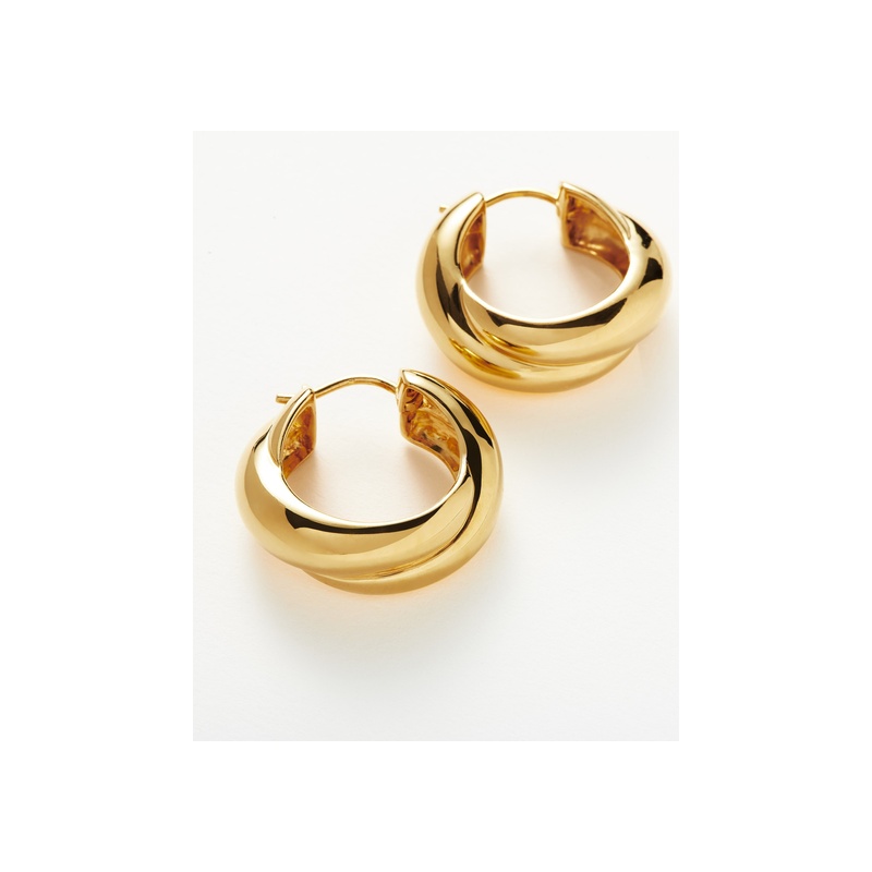 Lucy Williams Chunky Medium Entwine Hoop Earrings | 18ct Gold Plated - 图片 4