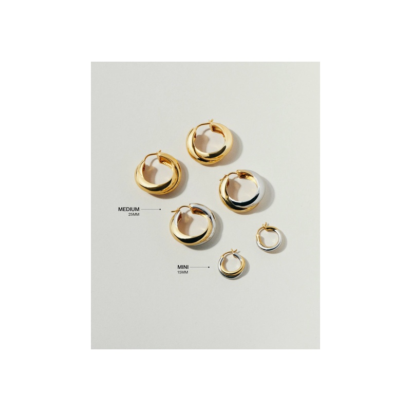 Lucy Williams Chunky Medium Entwine Hoop Earrings | 18ct Gold Plated - 图片 5