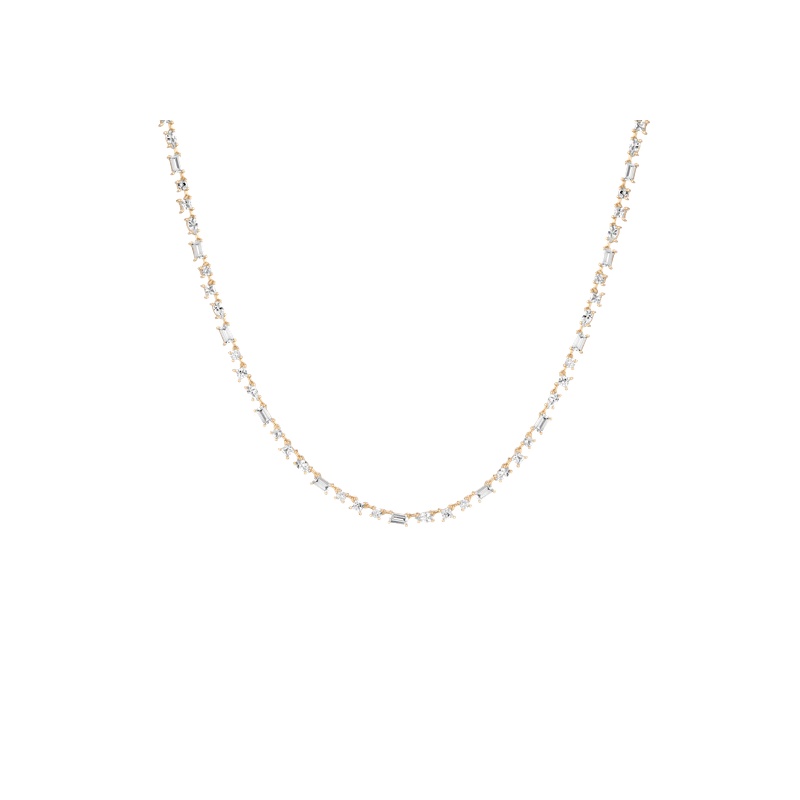 Lab Grown White Sapphire Mosaic Tennis Necklace - 图片 3