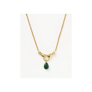 Harris Reed In Good Hands Drop Pendant Necklace | 18ct Gold Plated/Malachite & Pearl