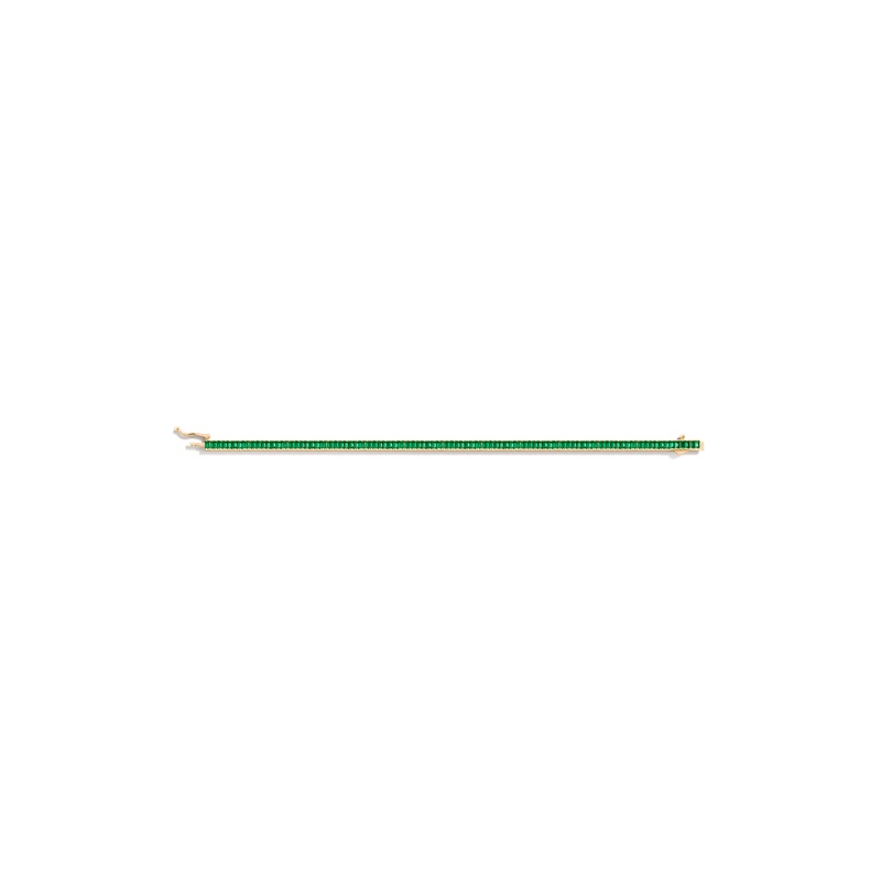 Lab Grown Green Emerald Baguette Tennis Bracelet - 图片 4