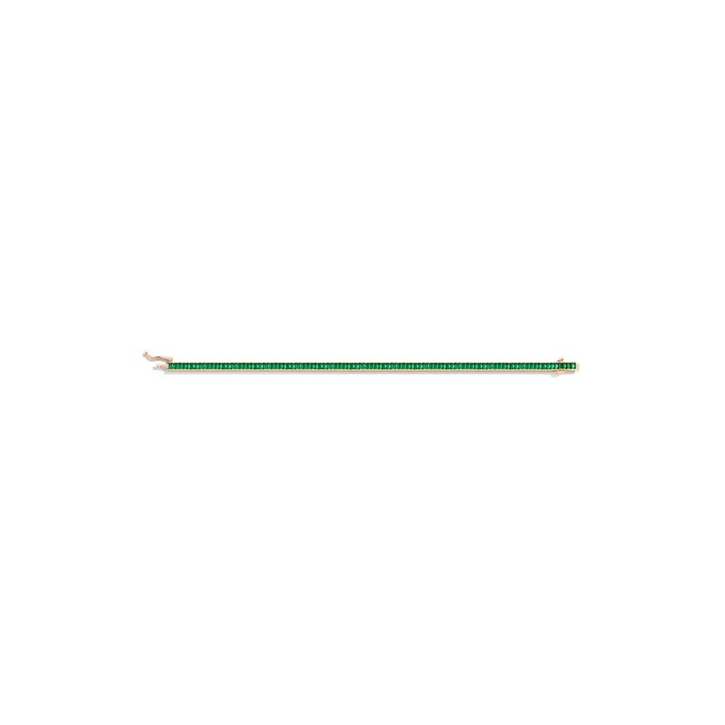 Lab Grown Green Emerald Baguette Tennis Bracelet - 图片 5
