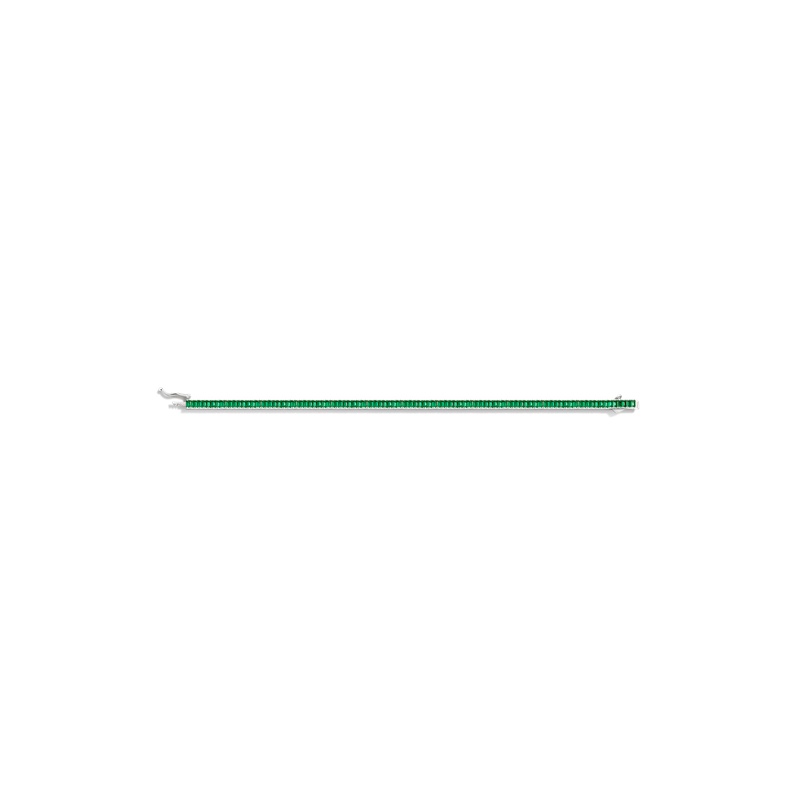 Lab Grown Green Emerald Baguette Tennis Bracelet - 图片 6
