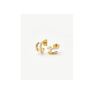 Classic Double Huggies | 18ct Gold Vermeil/Cubic Zirconia