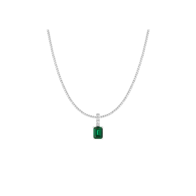 7ct Emerald Tennis Charm Necklace Set