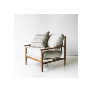 Reclaimed Oak and Linen Accent Chair