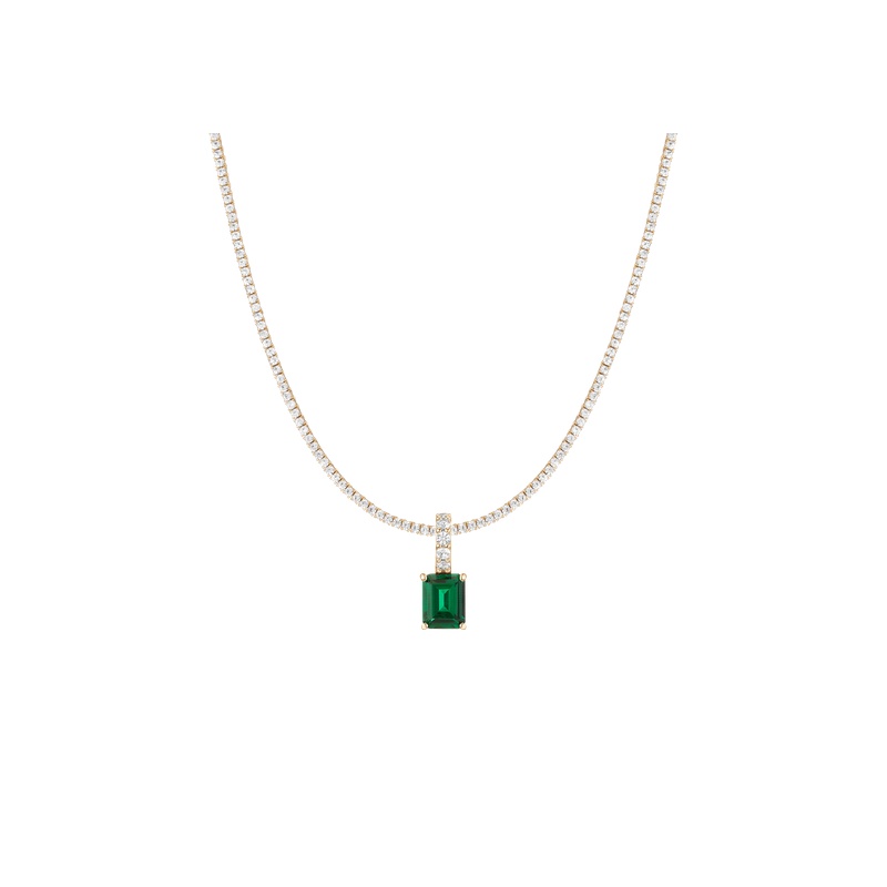 7ct Emerald Tennis Charm Necklace Set - 图片 2