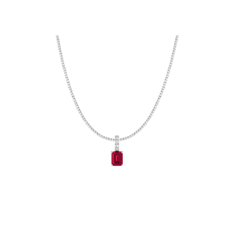 7ct Emerald Tennis Charm Necklace Set - 图片 3