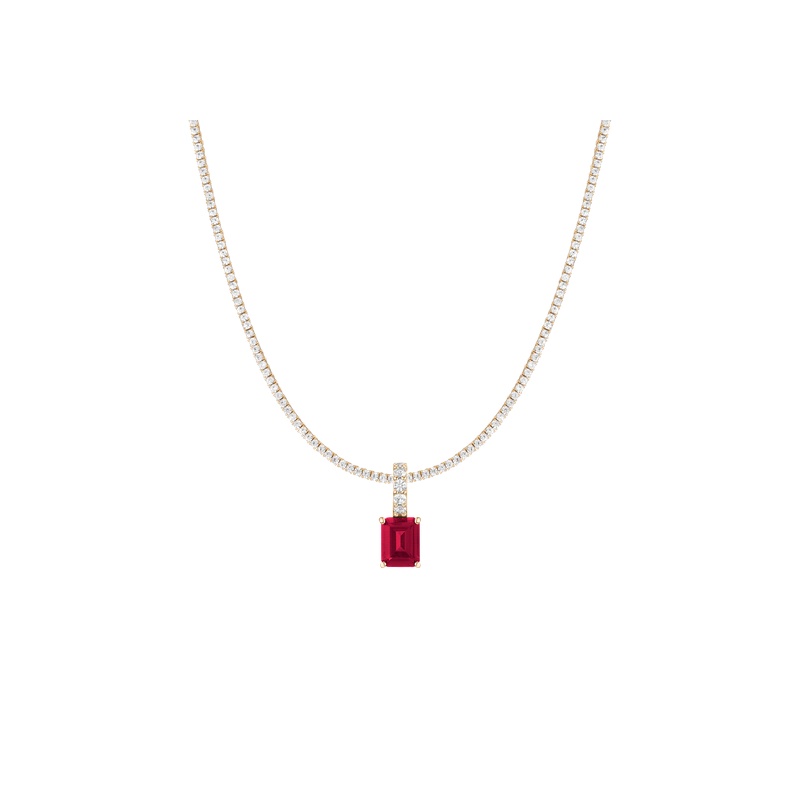7ct Emerald Tennis Charm Necklace Set - 图片 4