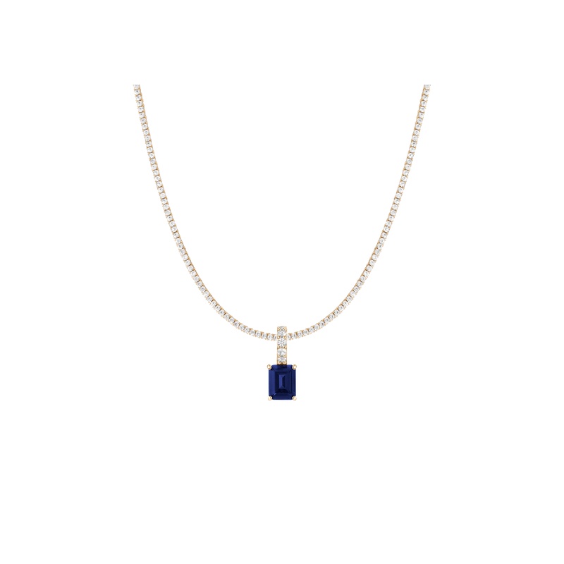 7ct Emerald Tennis Charm Necklace Set - 图片 6