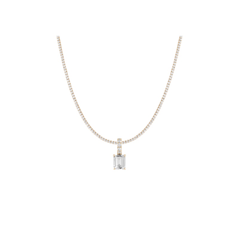 7ct Emerald Tennis Charm Necklace Set - 图片 8