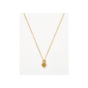 Mini Ridge Heart Charm Pendant Necklace | 18ct Gold Plated