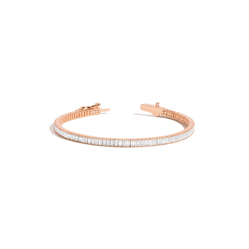 Lab Grown White Sapphire Baguette Tennis Bracelet - 图片 3