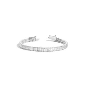 Lab Grown White Sapphire Baguette Tennis Bracelet - 12ct