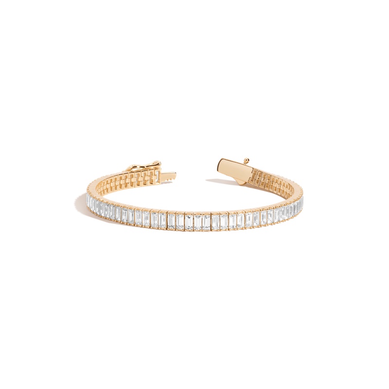 Lab Grown White Sapphire Baguette Tennis Bracelet - 图片 8