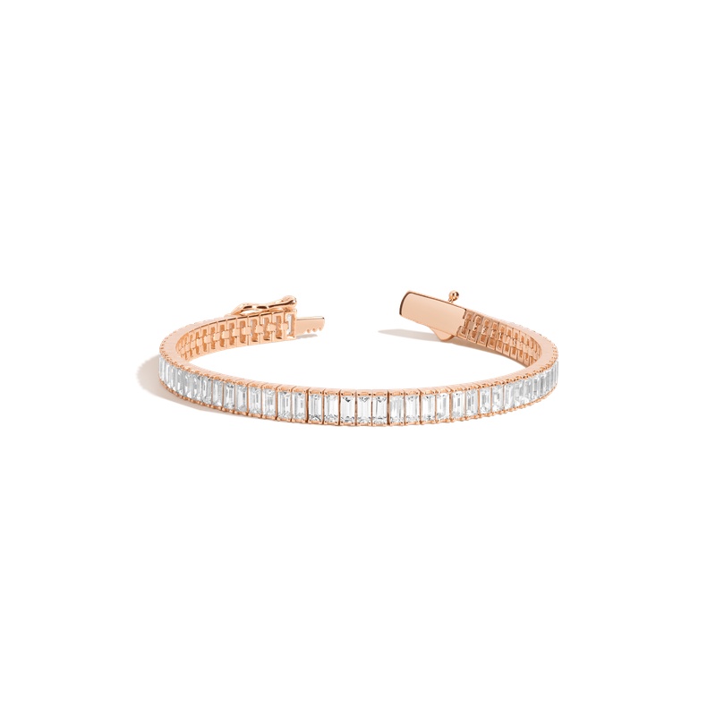 Lab Grown White Sapphire Baguette Tennis Bracelet - 图片 9