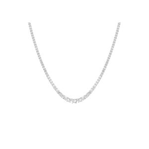 Lab Grown White Sapphire Graduated Modern Tennis Necklace
