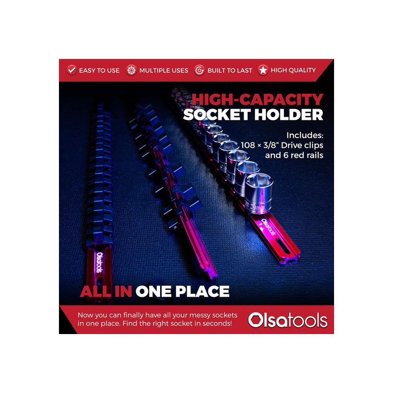 Aluminum Socket Organizer Rails with Locking End Caps - 图片 111