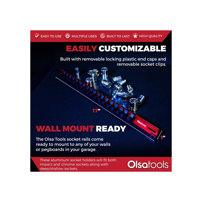 Aluminum Socket Organizer Rails with Locking End Caps - 图片 148
