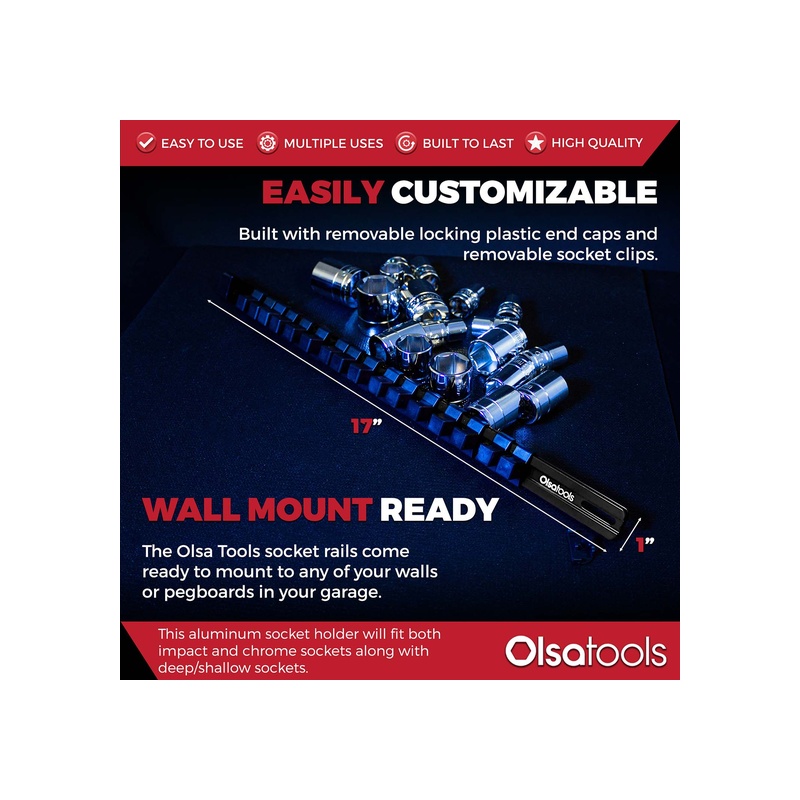 Aluminum Socket Organizer Rails with Locking End Caps - 图片 32