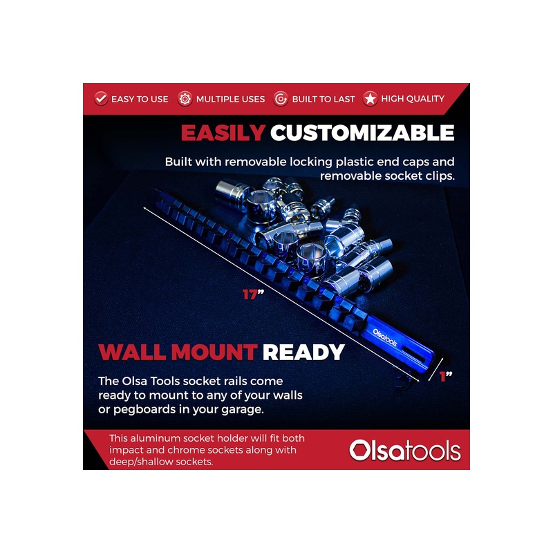 Aluminum Socket Organizer Rails with Locking End Caps - 图片 36