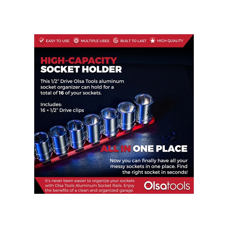 Aluminum Socket Organizer Rails with Locking End Caps - 图片 39