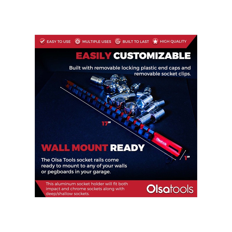 Aluminum Socket Organizer Rails with Locking End Caps - 图片 40