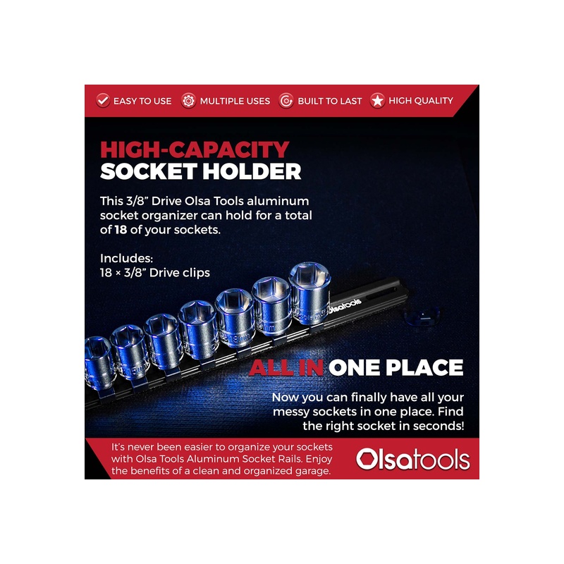 Aluminum Socket Organizer Rails with Locking End Caps - 图片 55