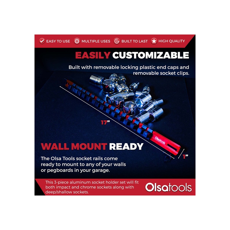 Aluminum Socket Organizer Rails with Locking End Caps - 图片 76