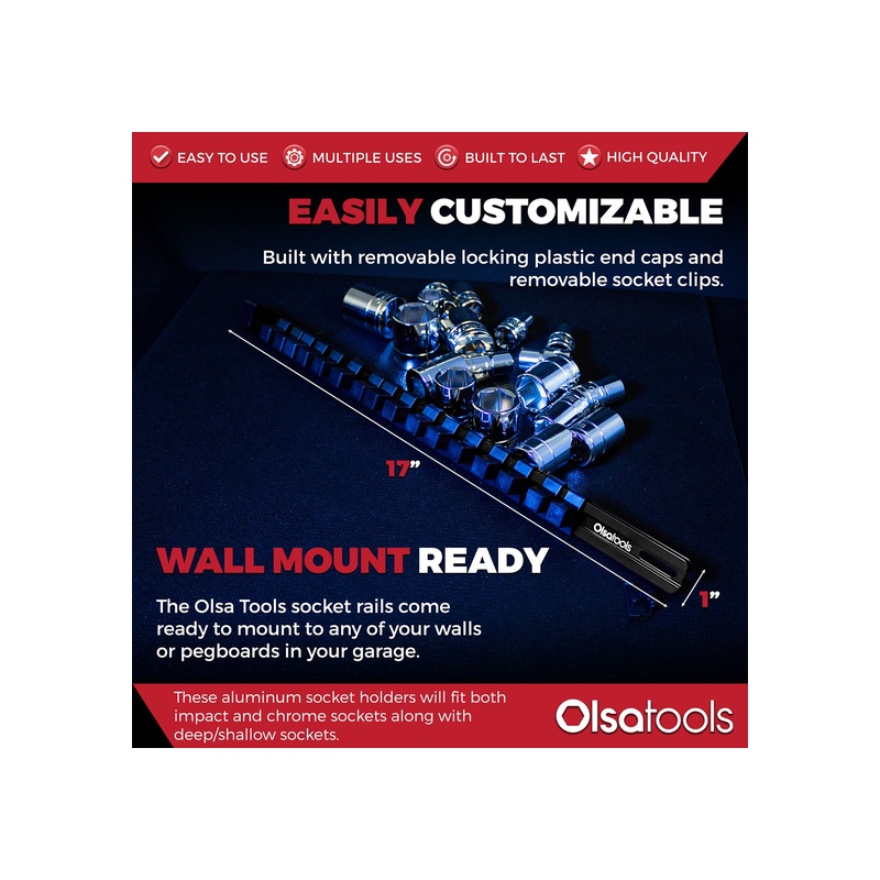 Aluminum Socket Organizer Rails with Locking End Caps - 图片 84