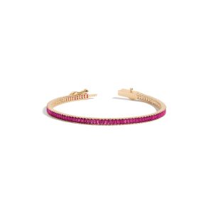 Lab Grown Red Ruby Baguette Tennis Bracelet