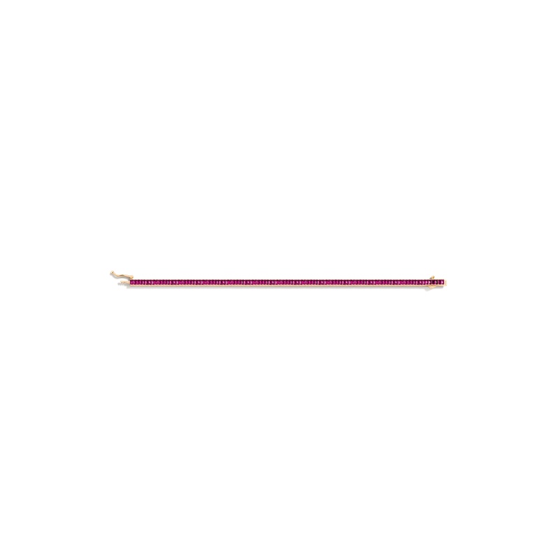Lab Grown Red Ruby Baguette Tennis Bracelet - 图片 2