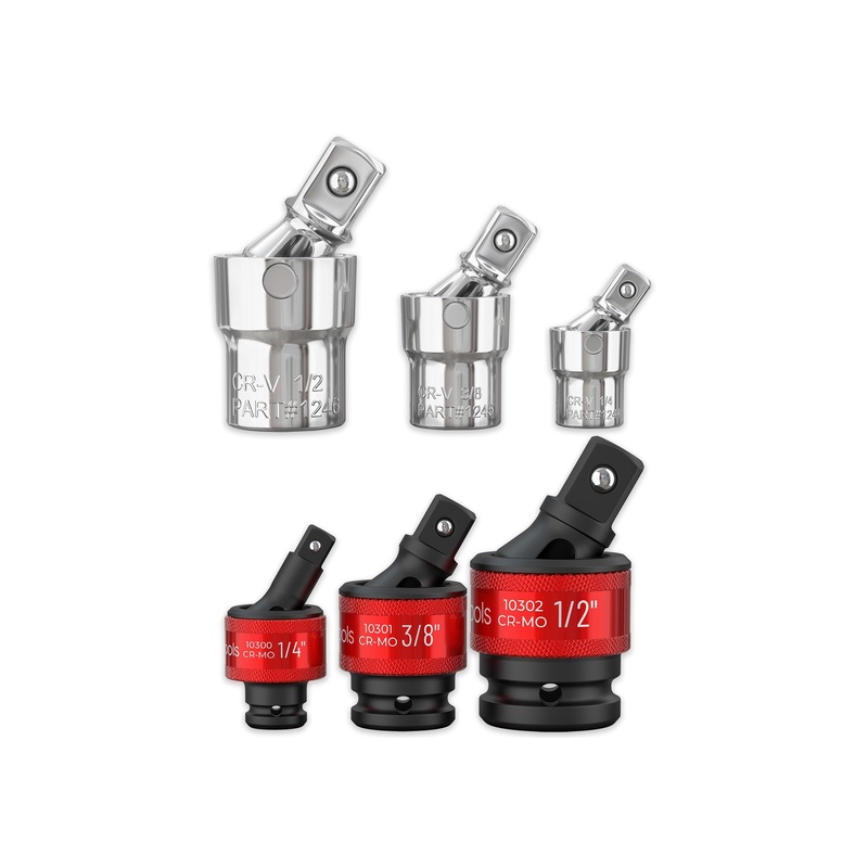 Universal Joint Set Socket Adapters 1/2", 3/8", and 1/4" Drive - 图片 3