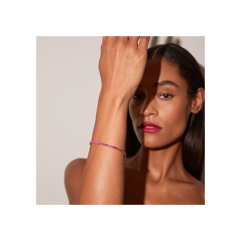 Lab Grown Red Ruby Baguette Tennis Bracelet - 图片 5