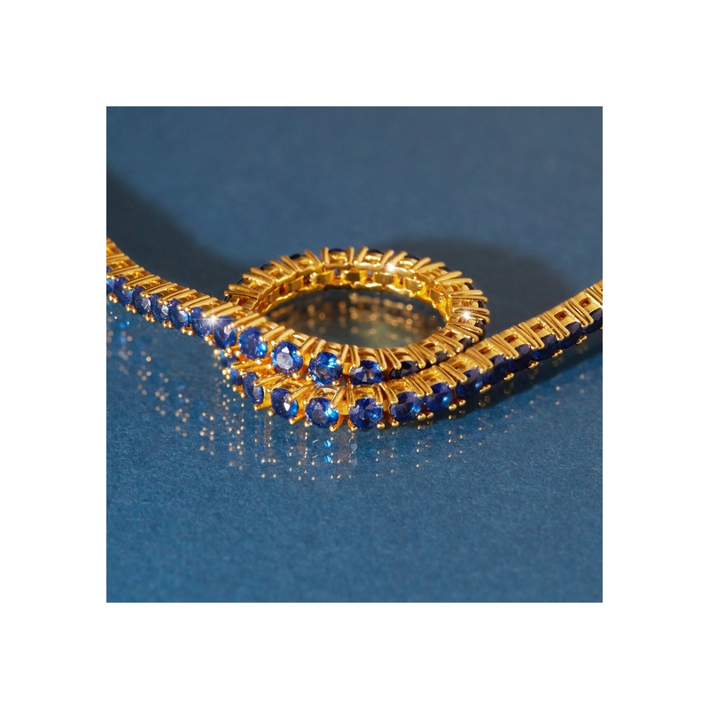 Lab Grown Blue Sapphire Tennis Bracelet - 图片 5