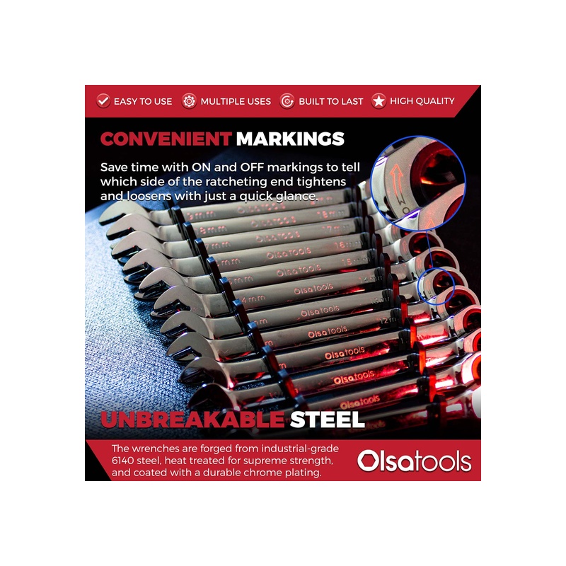 120 Tooth Ratcheting Wrench Set - 图片 6