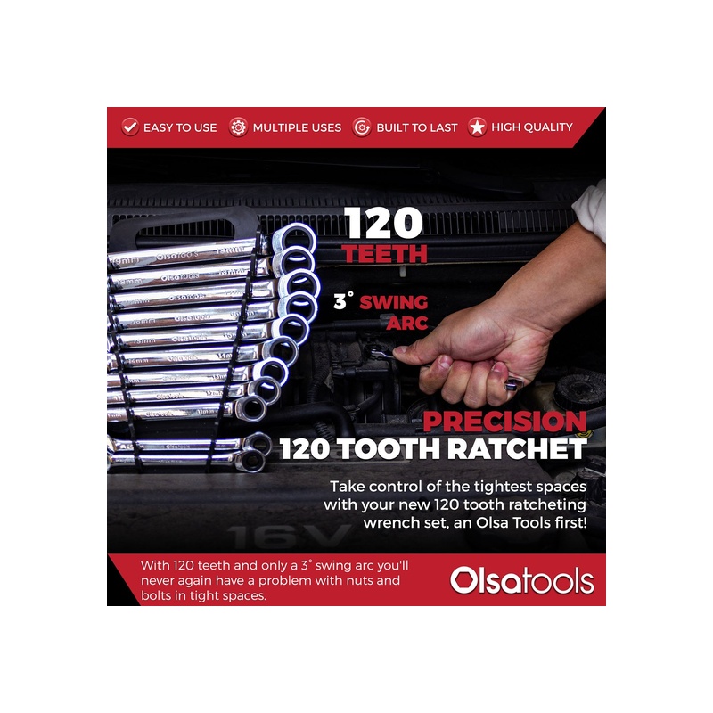 120 Tooth Ratcheting Wrench Set - 图片 8
