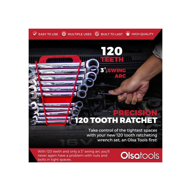 120 Tooth Ratcheting Wrench Set - 图片 12