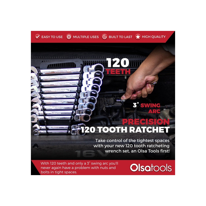 120 Tooth Ratcheting Wrench Set - 图片 16