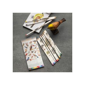 Set Of 12 Birds & Trees -Themed Color Artist Pencils