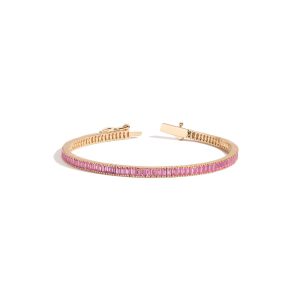 Lab Grown Pink Sapphire Baguette Tennis Bracelet
