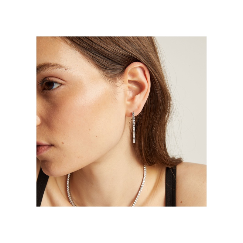Unbreakable Lab Grown White Sapphire Tennis Earrings - 图片 5