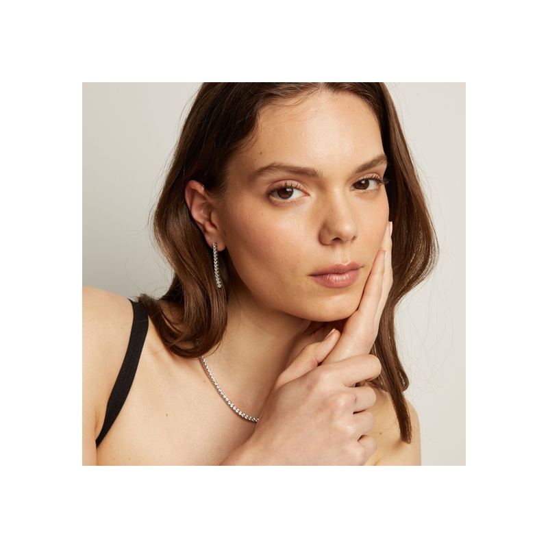 Unbreakable Lab Grown White Sapphire Tennis Earrings - 图片 7