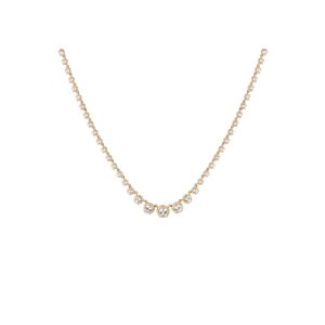Lab Grown White Sapphire Graduated Georgian Tennis Necklace