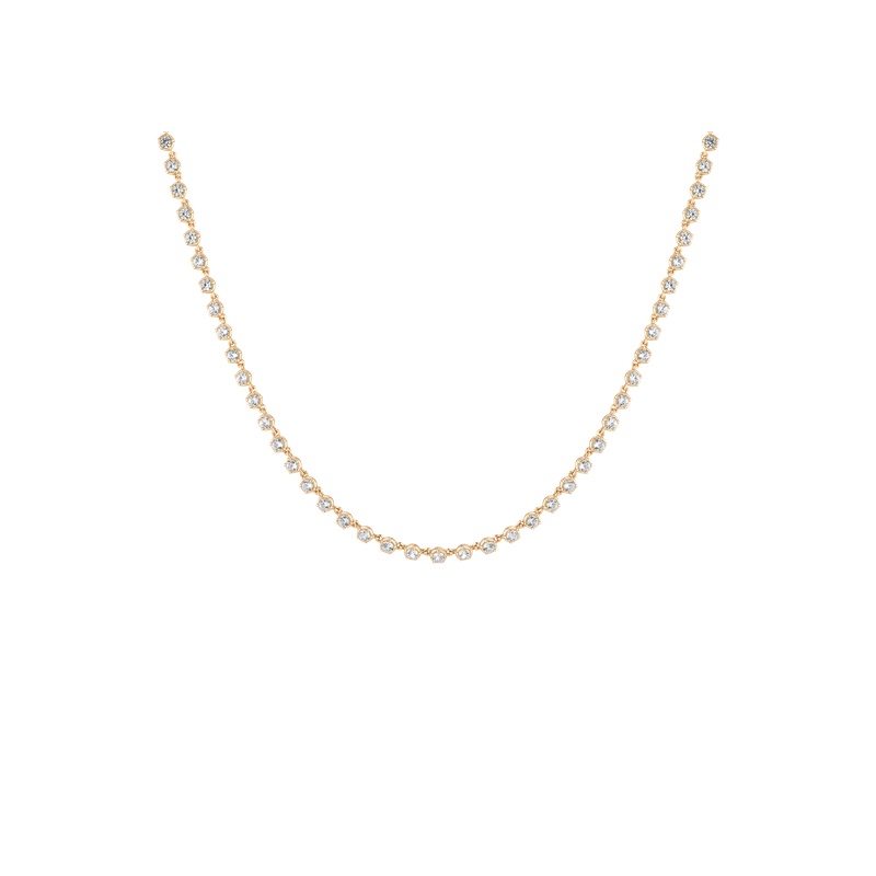 Lab Grown White Sapphire Georgian Tennis Necklace